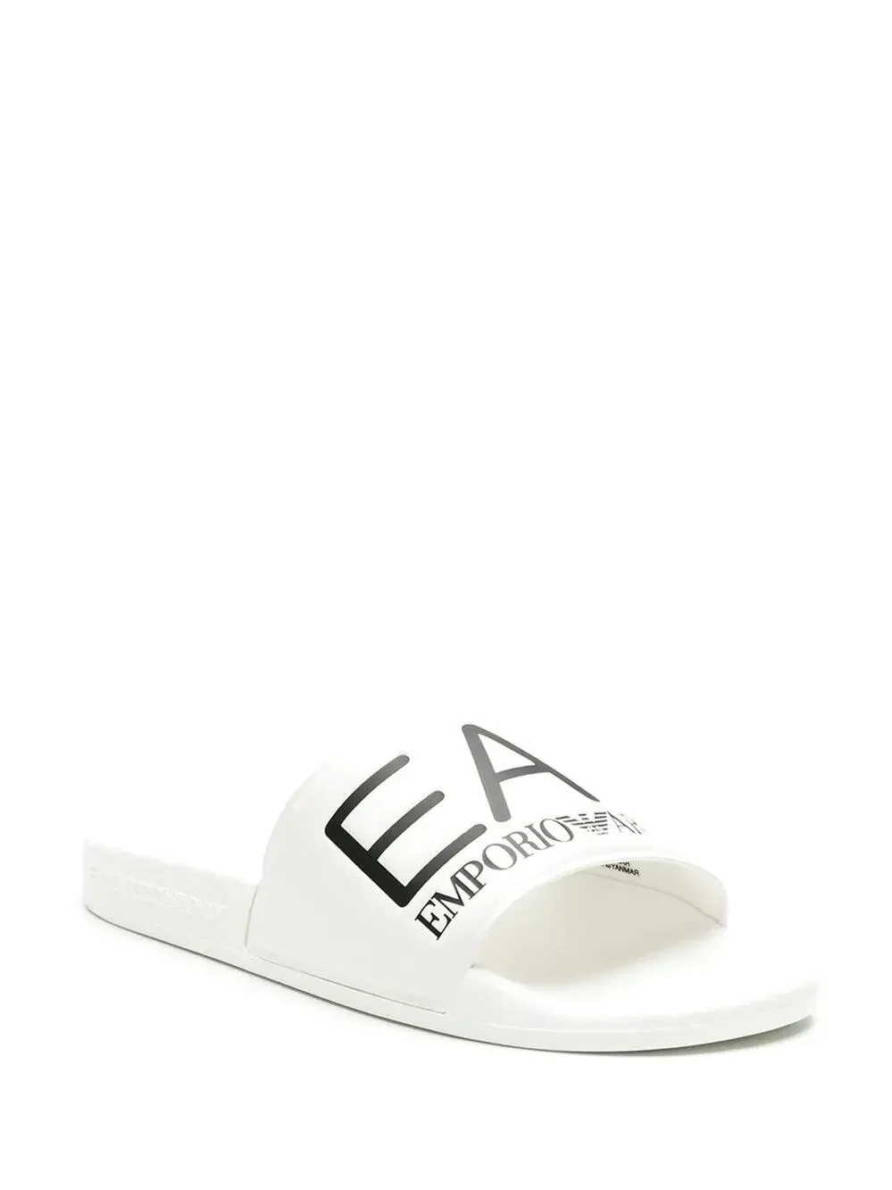 NEW EA7 Emporio Armani Logo Embossed Slide Sandals White Black Mens Size 11